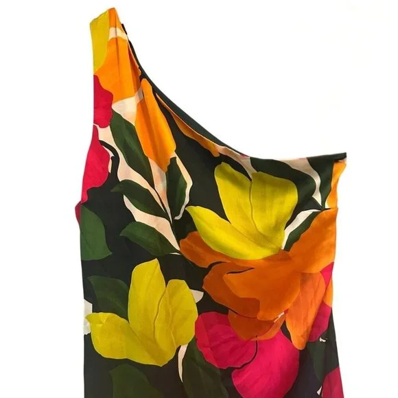 Gilli One Shoulder Floral Midi Dress, Size Large - Picture 2 of 8
